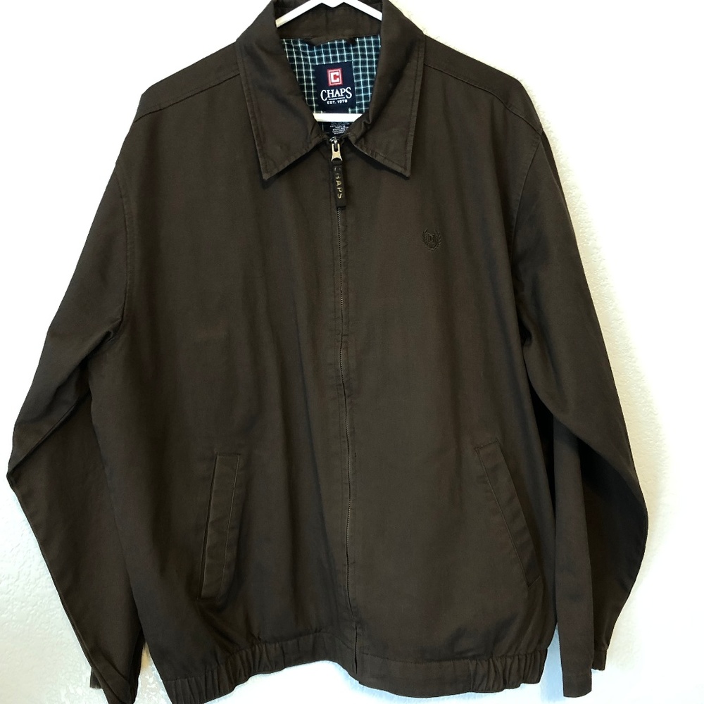 Chaps Mens Jacket Classic Zip Front Brown